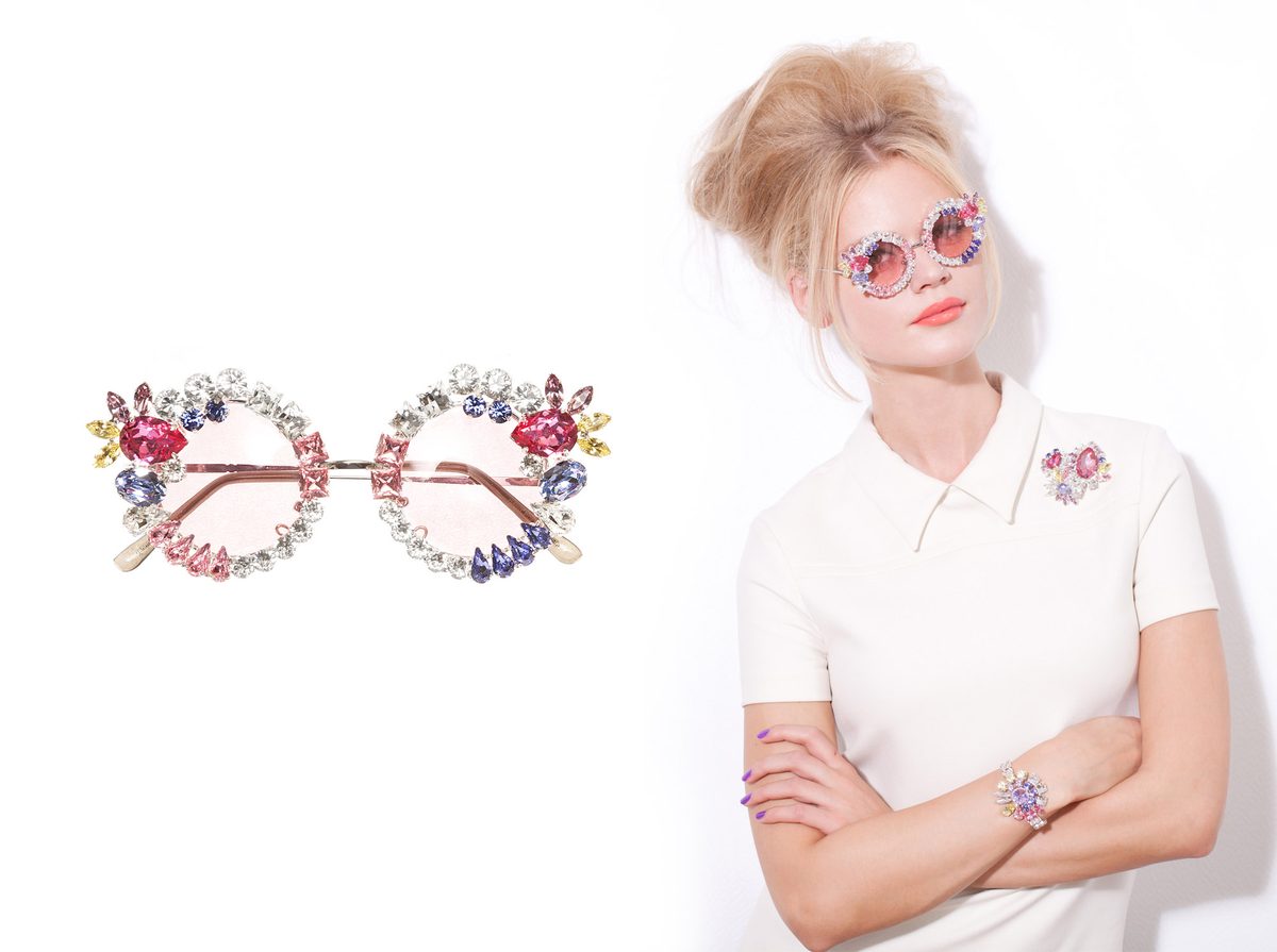 KORMELITZ Autumn/Winter 2013: round sunglasses embellished with pink and lilac Swarovski crystals